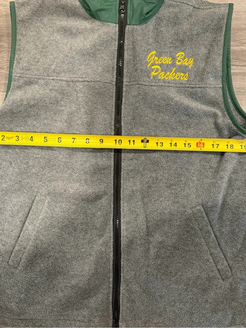 NFL Kids Touchdown Club Green Bay Packers Gray Full Zip Fleece Vest VTG Size L